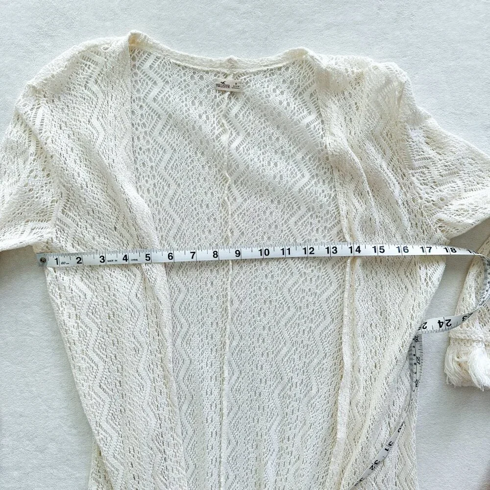 Hollister Lace Duster Kimono Open Cardigan Cream Cotton Full Length Size M - Picture 7 of 8